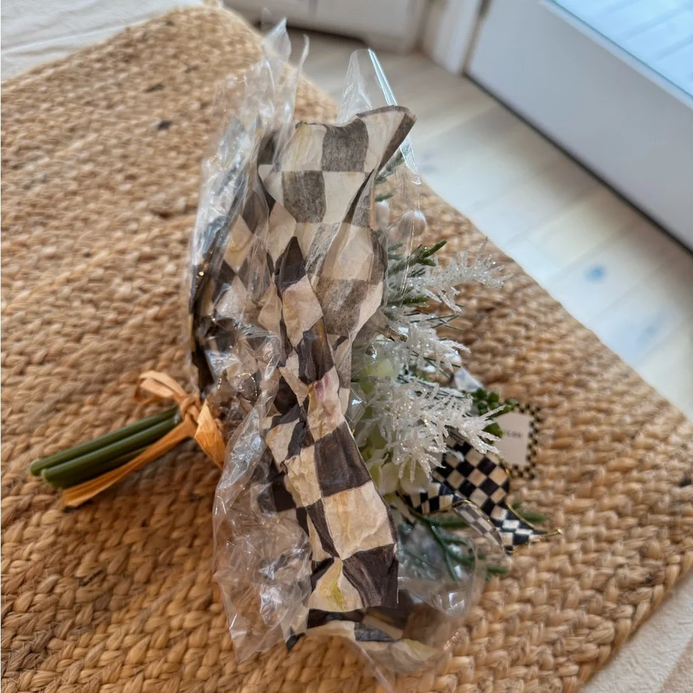 MacKenzie-Childs Black and White Checkered Faux Floral Bouquet